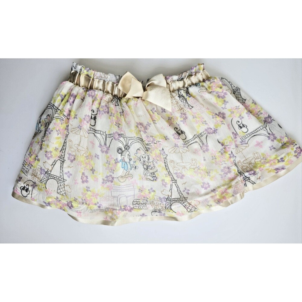 Disney Girls Paris Minnie Mickey Tulle Tutu Skirt Size Toddler 2T Skorts Floral